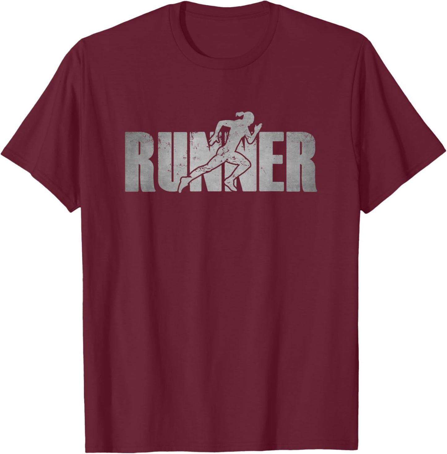 Runner Track & Field Cross Country Female Marathon Running T-Shirt - T-Shirt | Maroon