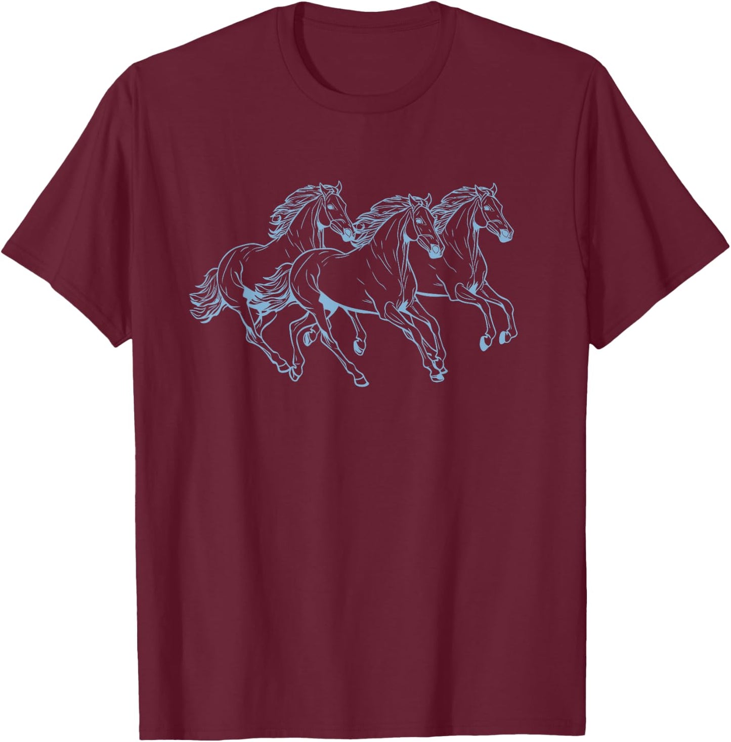 Majestic Horses Running T-Shirt - T-Shirt | Maroon