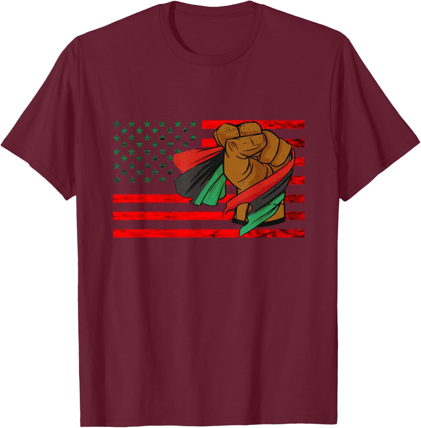 Black Liberation Flag Afro-American Pan African UNIA Flag T-Shirt - T-Shirt | Maroon