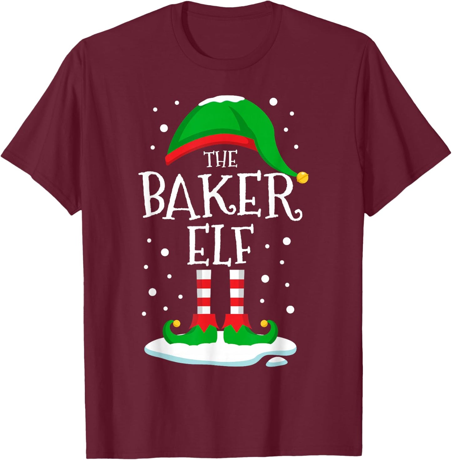 The Baker Elf Christmas Family Matching Xmas Baking Funny T-Shirt - T-Shirt | Maroon