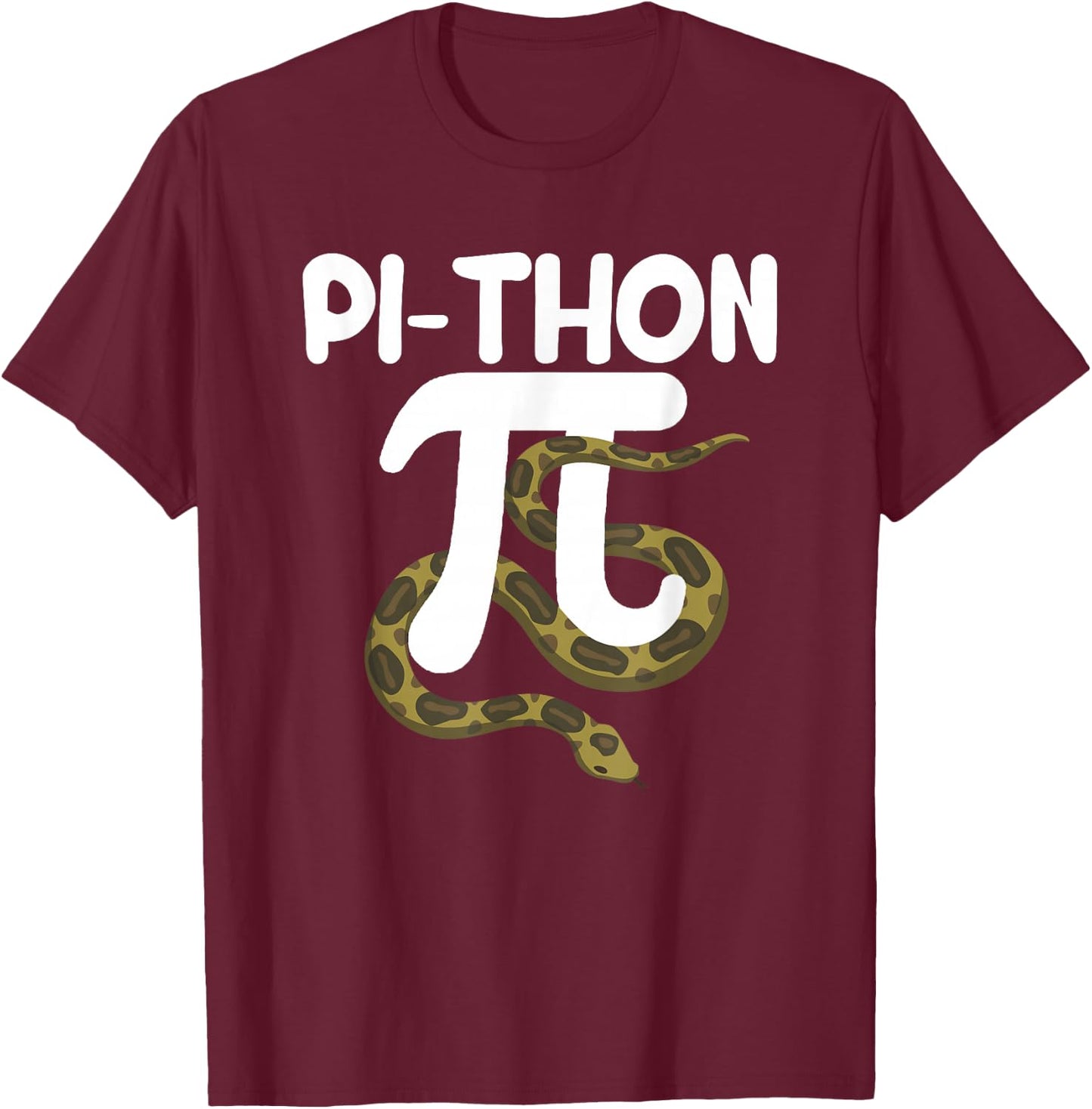 Pi-Thon Funny Pi Day Python Snake Mathematics Joke Pythons T-Shirt - T-Shirt | Maroon