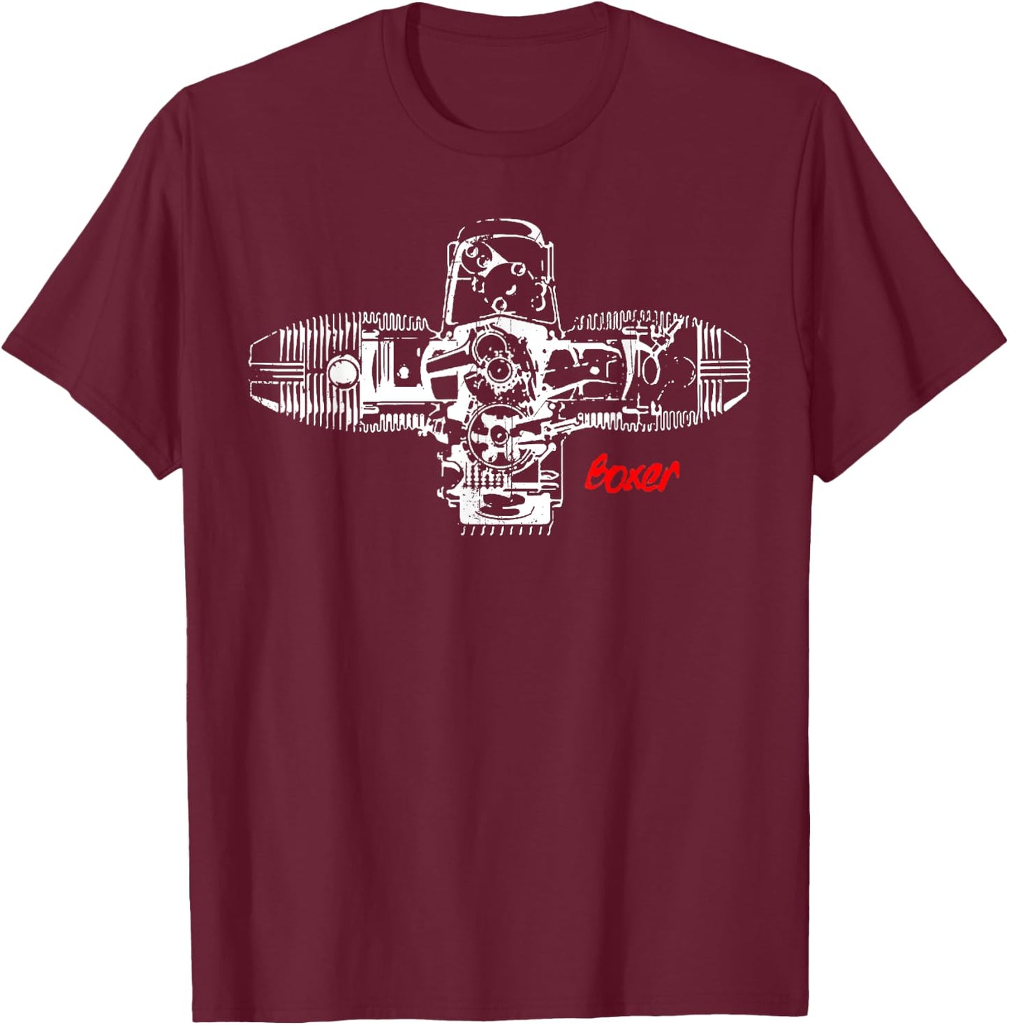 Vintage Boxer LASER Flat Engine Motorcycles T-Shirt - T-Shirt | Maroon