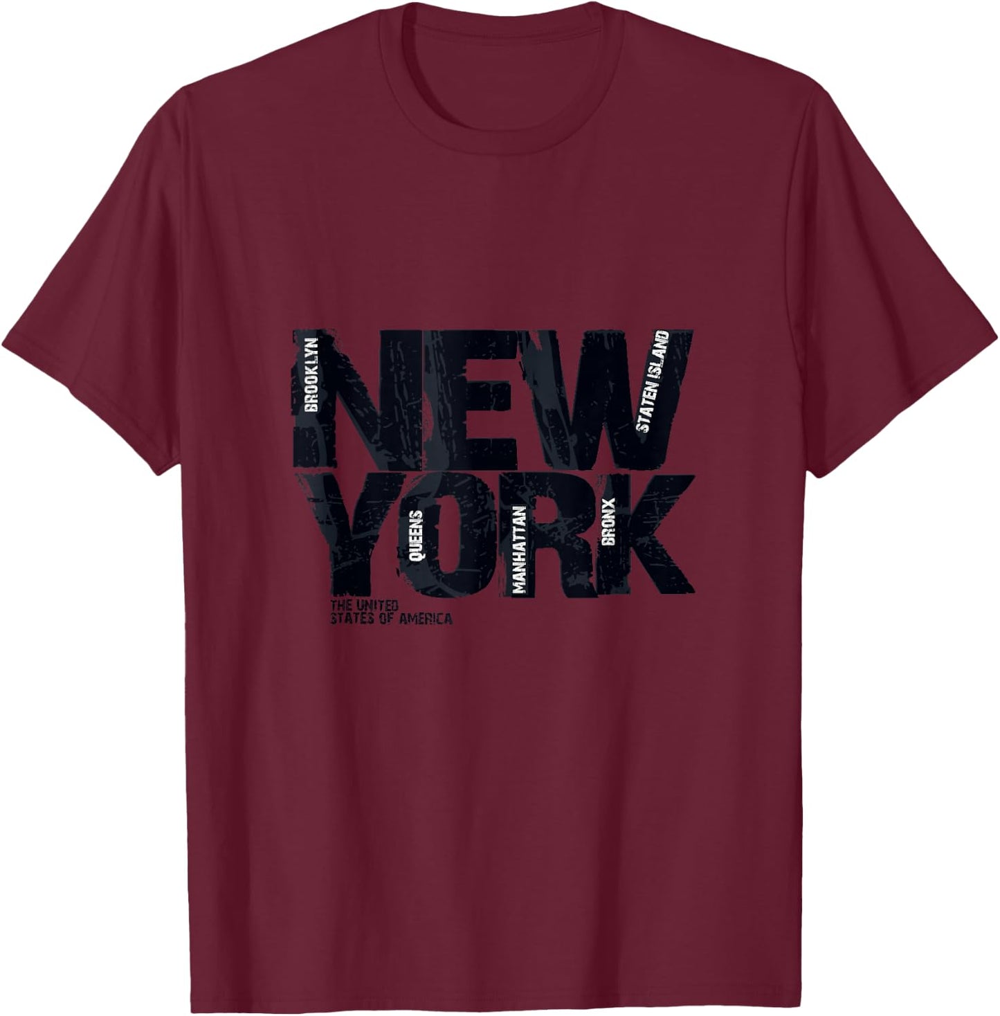 NYC - I Love New York, New York City Graphic Illustration T-Shirt - T-Shirt | Maroon