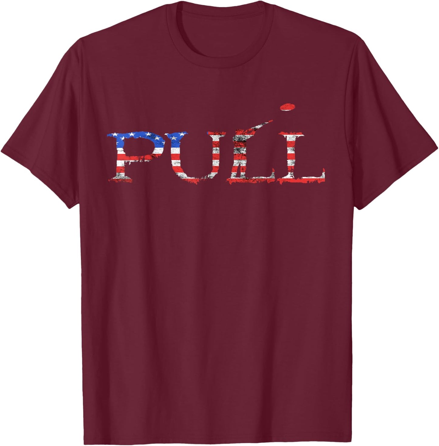 Skeet Trap Clay Patriotic Pull Shooter USA American Flag T-Shirt - T-Shirt | Maroon