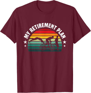 Triathlon retirement plan retro sunset art T-Shirt - T-Shirt | Maroon