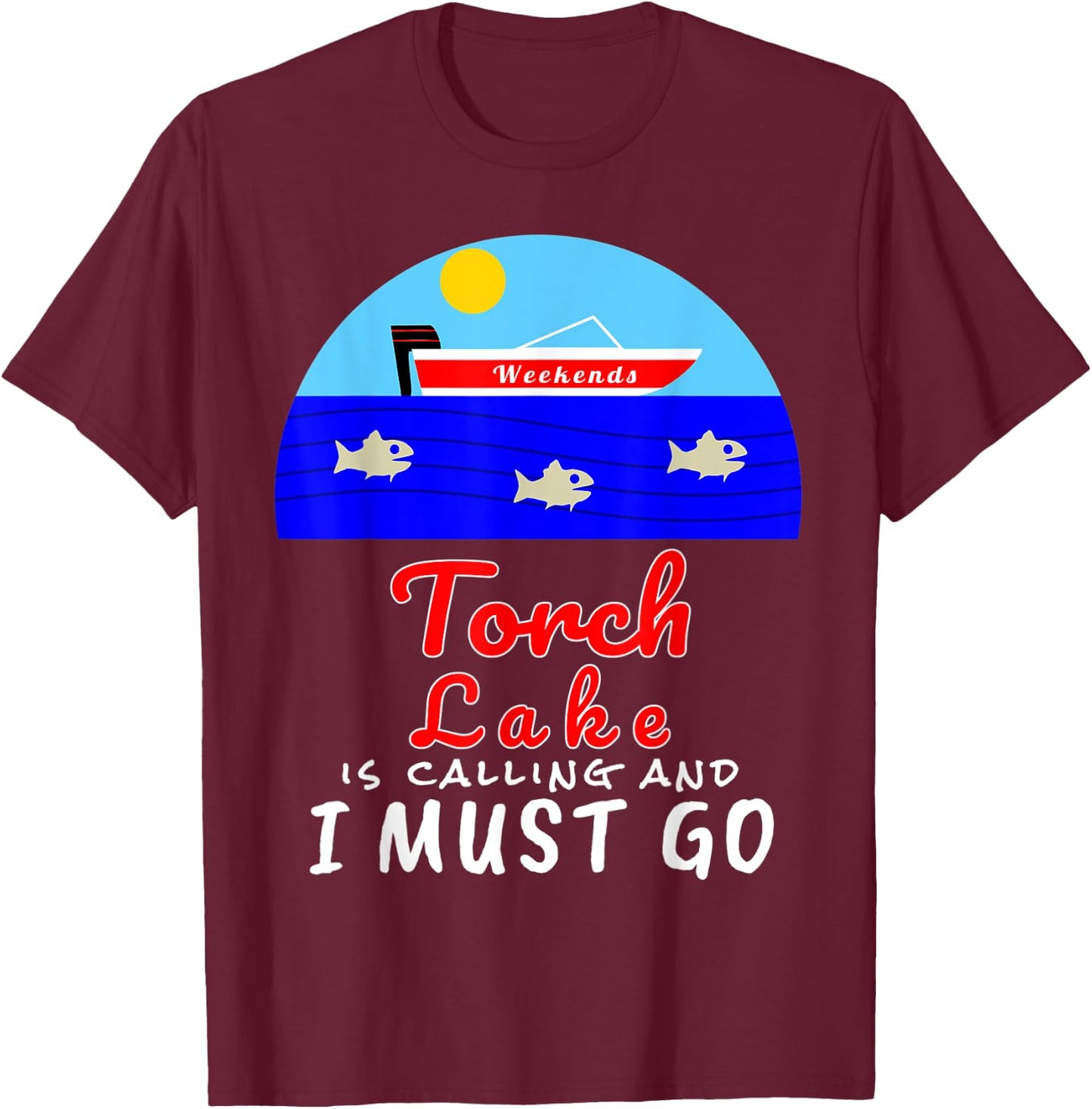 Torch Lake Michigan Shirt Souvenir T-Shirt - T-Shirt | Maroon