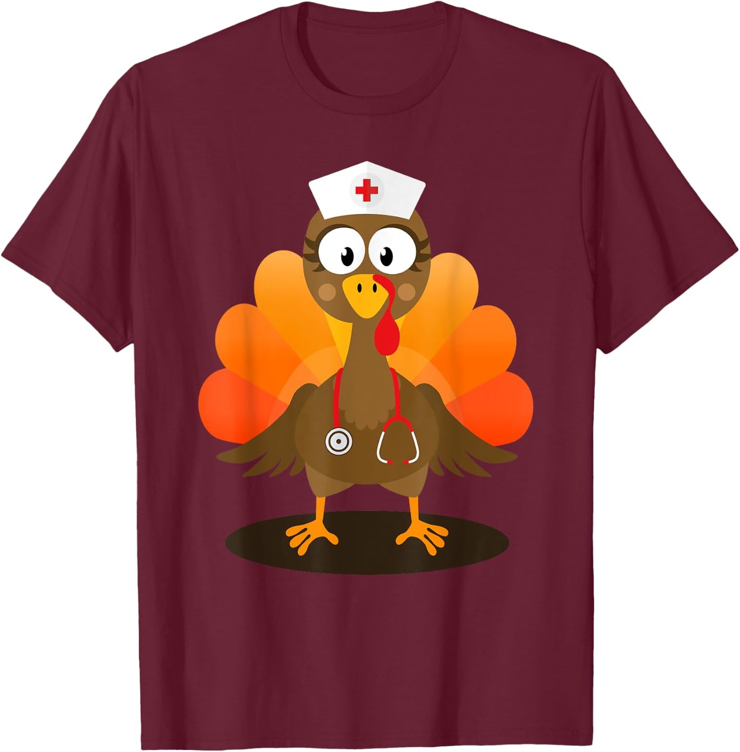 Funny nurse turkey for thanksgiving hospital nursing T-Shirt - T-Shirt | Maroon