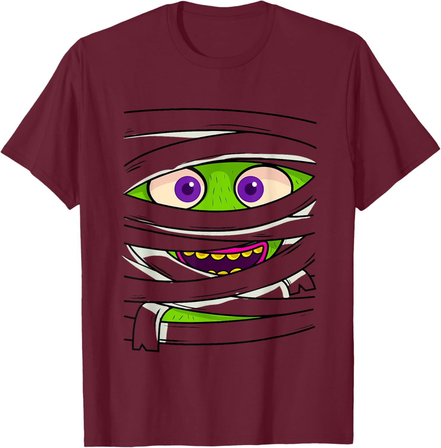 Mummy Wrap Eyes Costume Funny Scary Halloween Men Women Kids T-Shirt - T-Shirt | Maroon