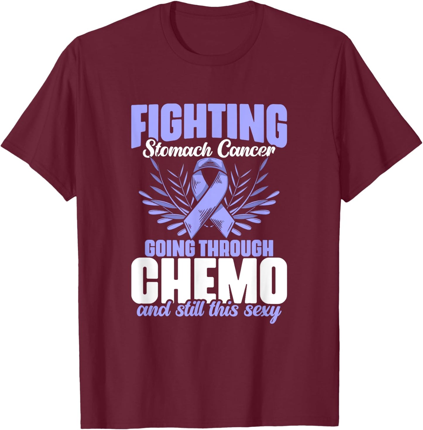 Periwinkle Ribbon Fighting Stomach Cancer Awareness T-Shirt - T-Shirt | Maroon