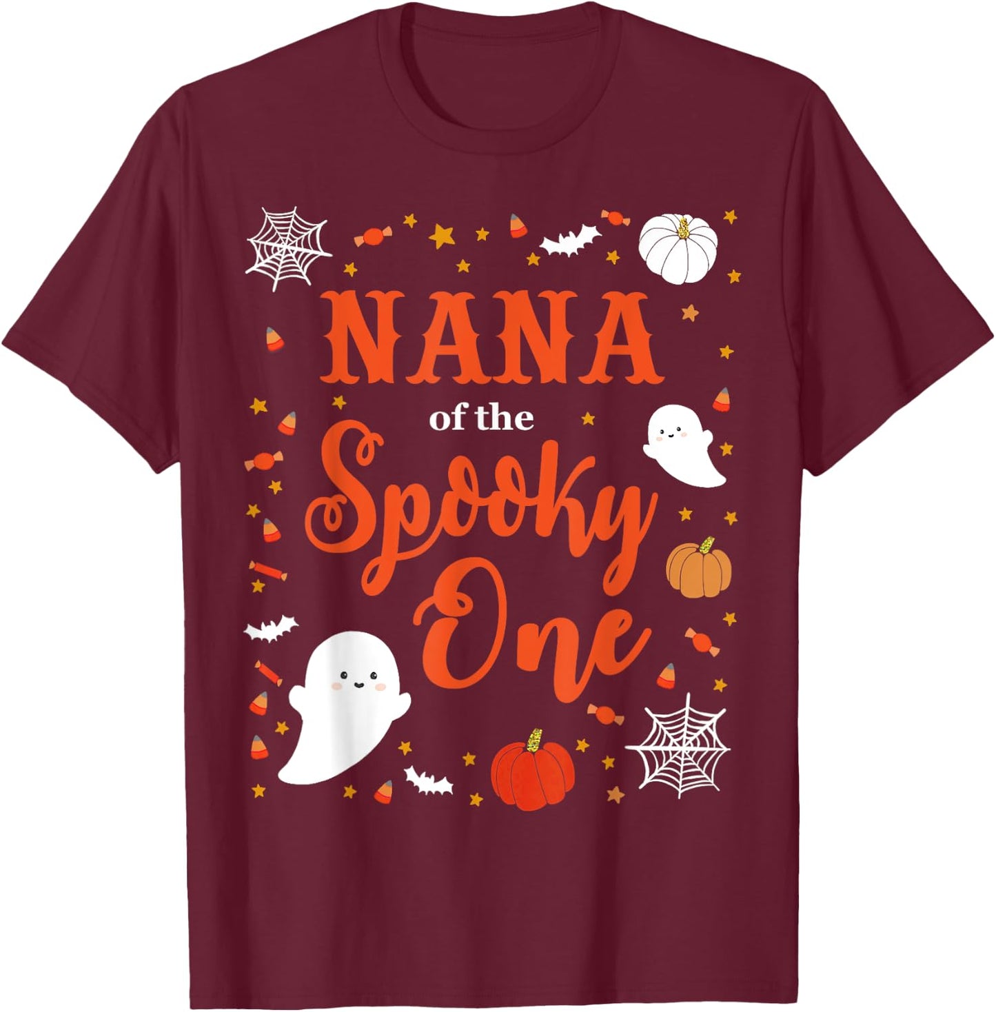 Nana Halloween 1st Birthday Matching Family Spooky One T-Shirt - T-Shirt | Maroon