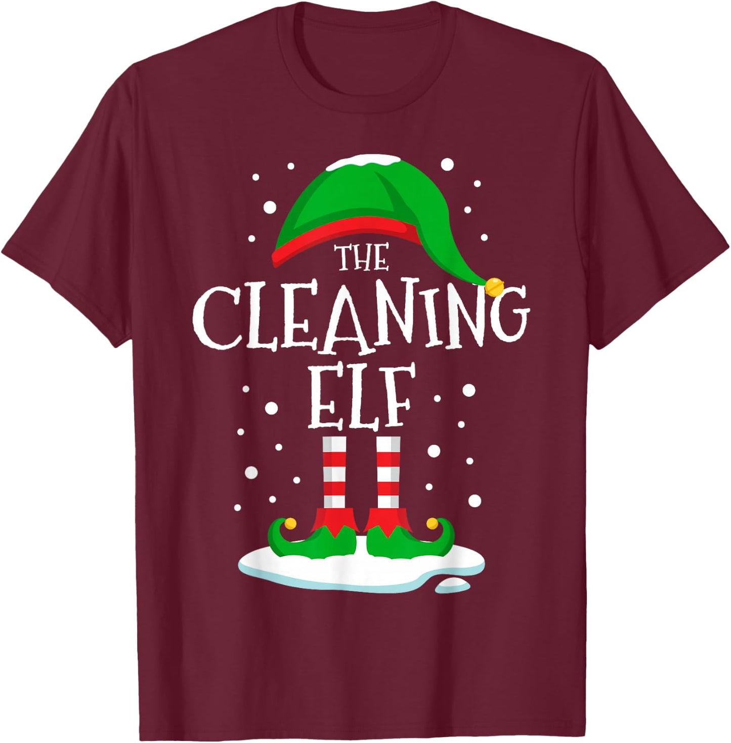 The Cleaning Elf Christmas Family Matching Xmas Group Funny T-Shirt - T-Shirt | Maroon