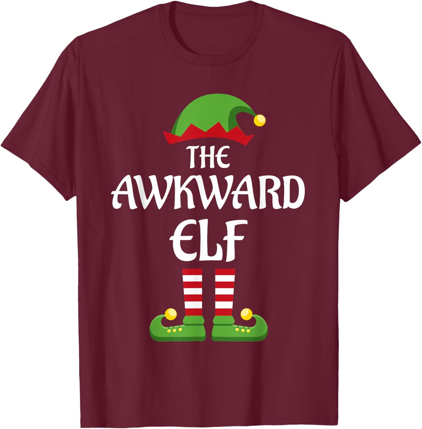 Awkward Elf Family Matching Group Christmas T-Shirt - T-Shirt | Maroon