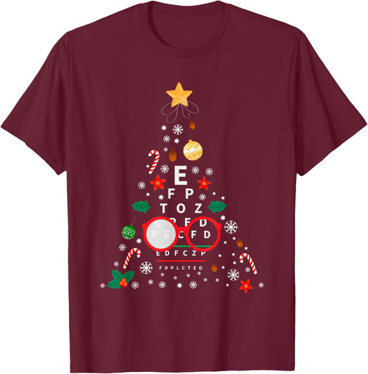 Christmas Tree Optician Optometrist | Merry Xmas New Year T-Shirt - T-Shirt | Maroon