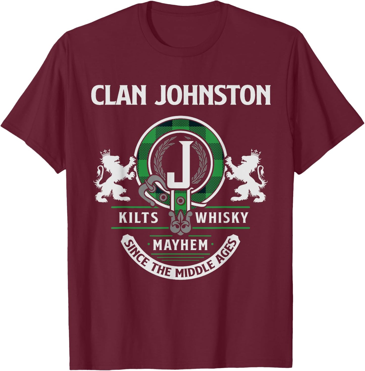 Clan Johnston Scottish Surname Family Highland Games T-Shirt - T-Shirt | Maroon