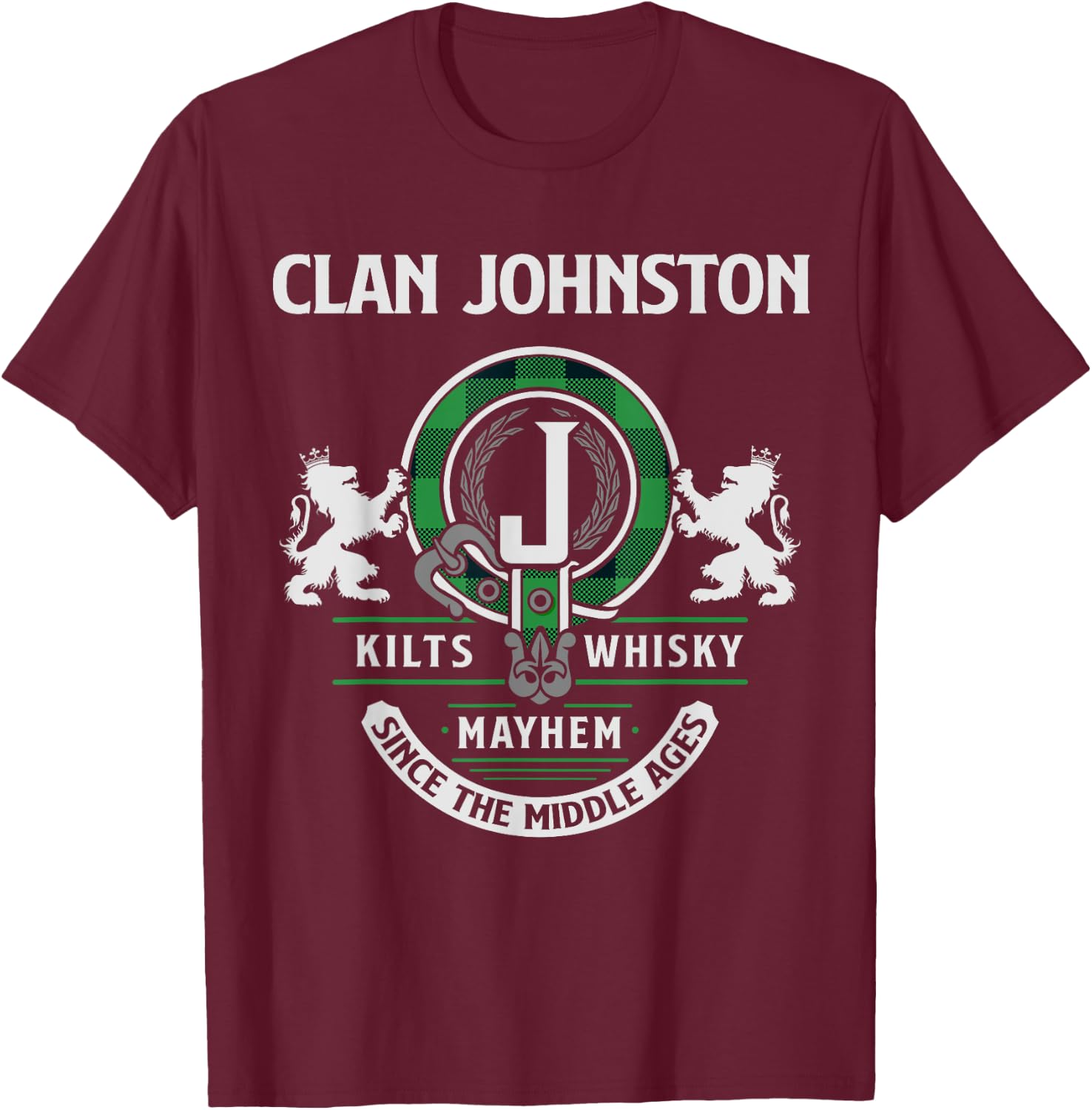 Clan Johnston Scottish Surname Family Highland Games T-Shirt - T-Shirt | Maroon