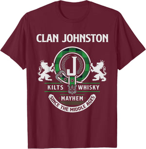 Clan Johnston Scottish Surname Family Highland Games T-Shirt - T-Shirt | Maroon