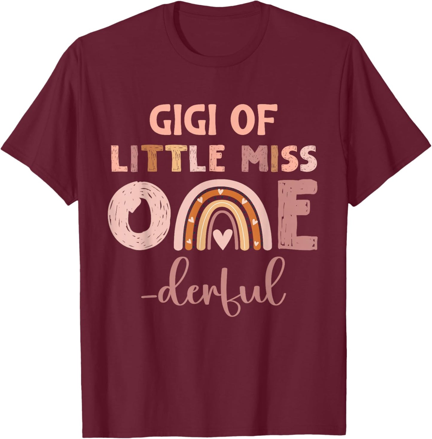 Boho Gigi of Miss Onederful 1st Birthday Girl Cute T-Shirt - T-Shirt | Maroon