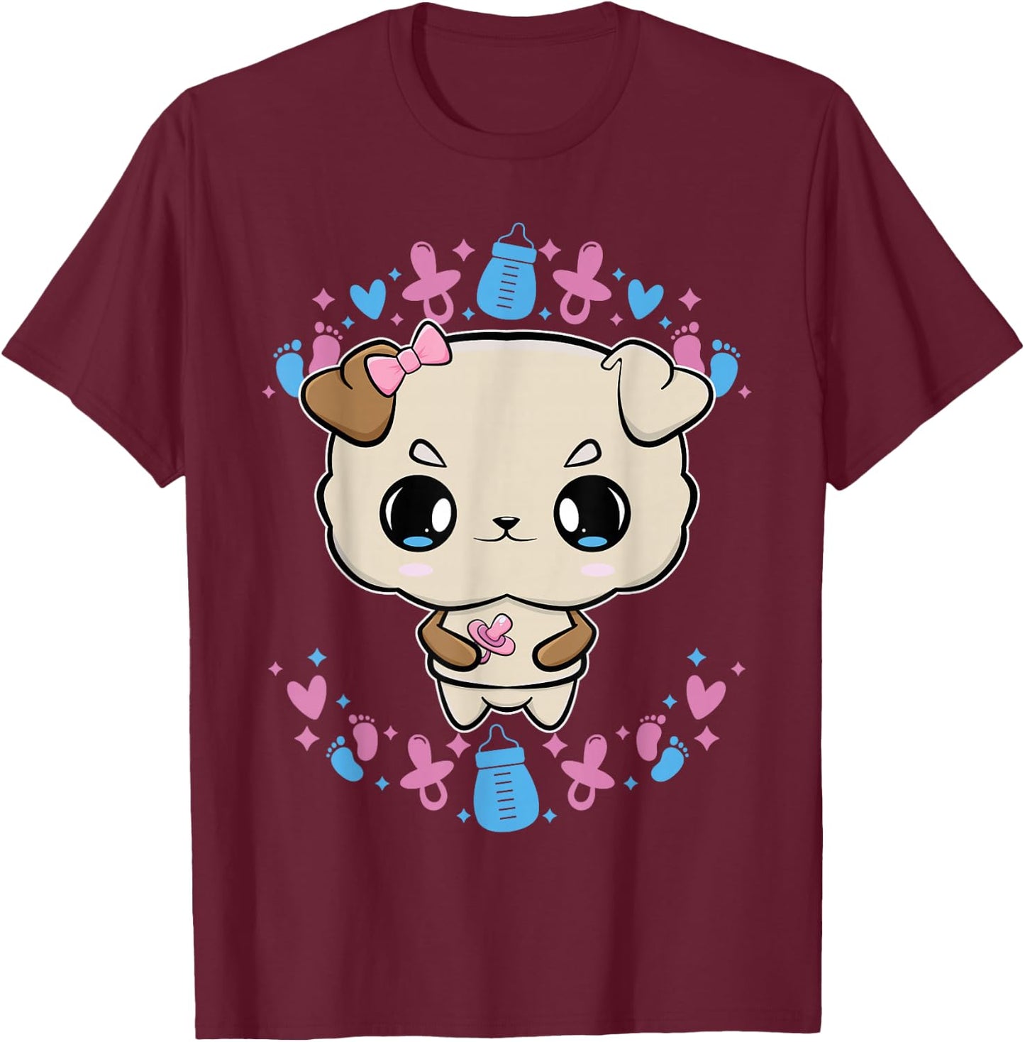 Bulldog Anime Canine Soother T-Shirt - T-Shirt | Maroon