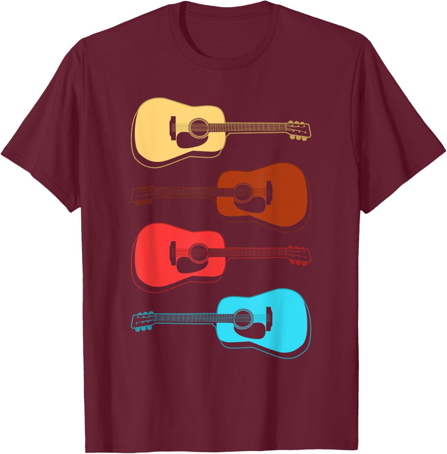 Guitar Pajamas Black Guitar -Adults Small Classic Fit Short Sleeve Modern Music T-Shirt - T-Shirt | Maroon