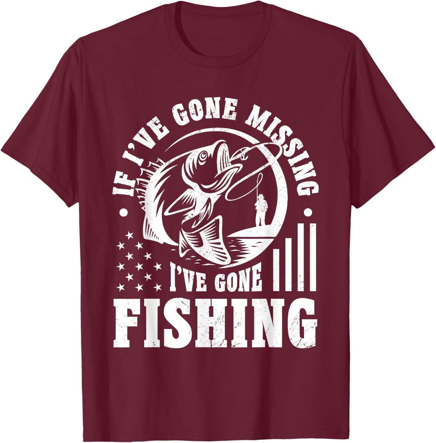 If I've Gone Missing Funny Fishing T-Shirt - T-Shirt | Maroon