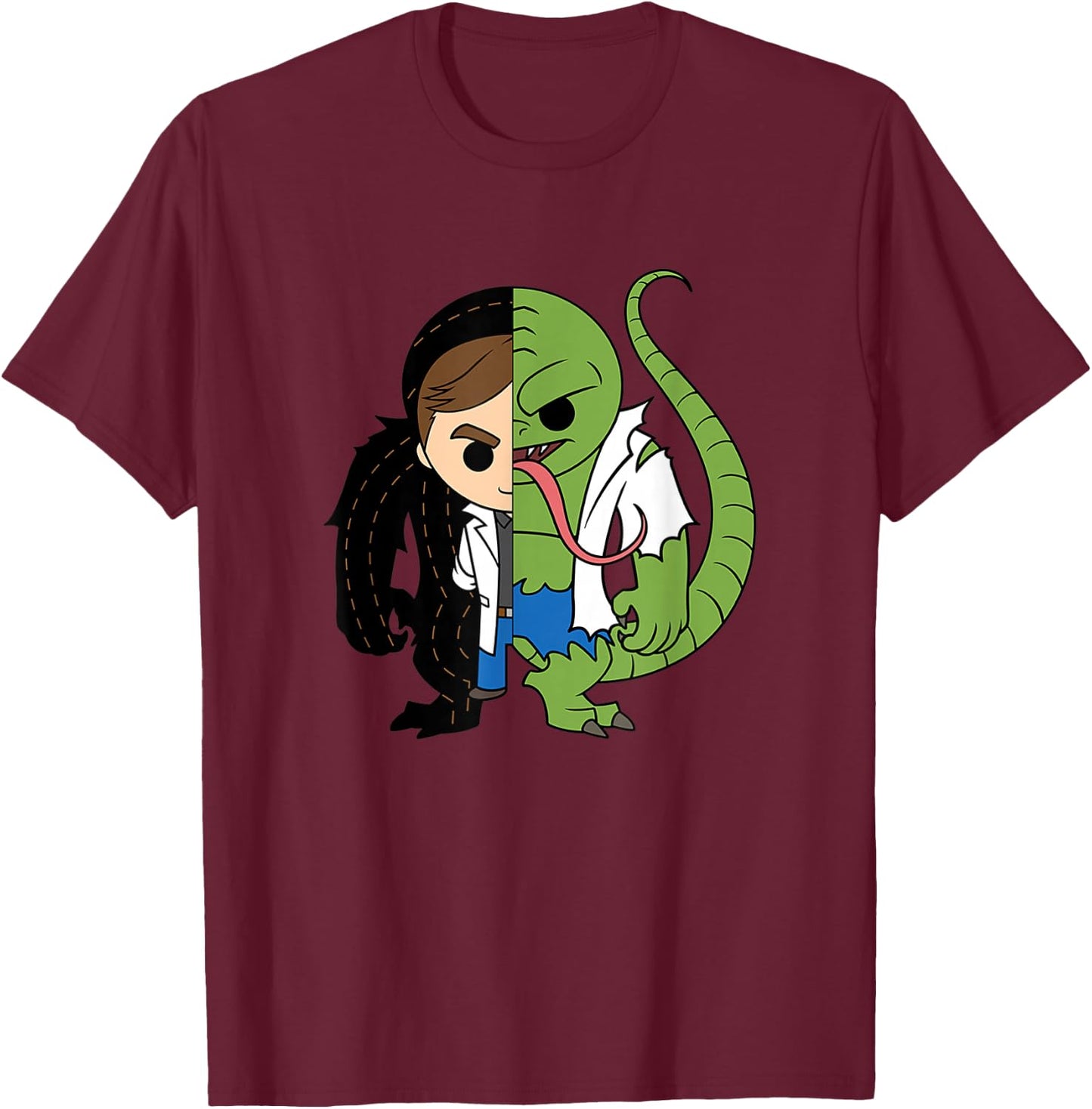 Marvel Comics Retro Classic Lizard Dr. Connors Chibi Style T-Shirt - T-Shirt | Maroon