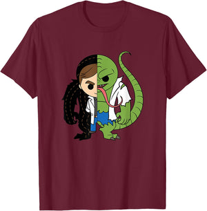 Marvel Comics Retro Classic Lizard Dr. Connors Chibi Style T-Shirt - T-Shirt | Maroon