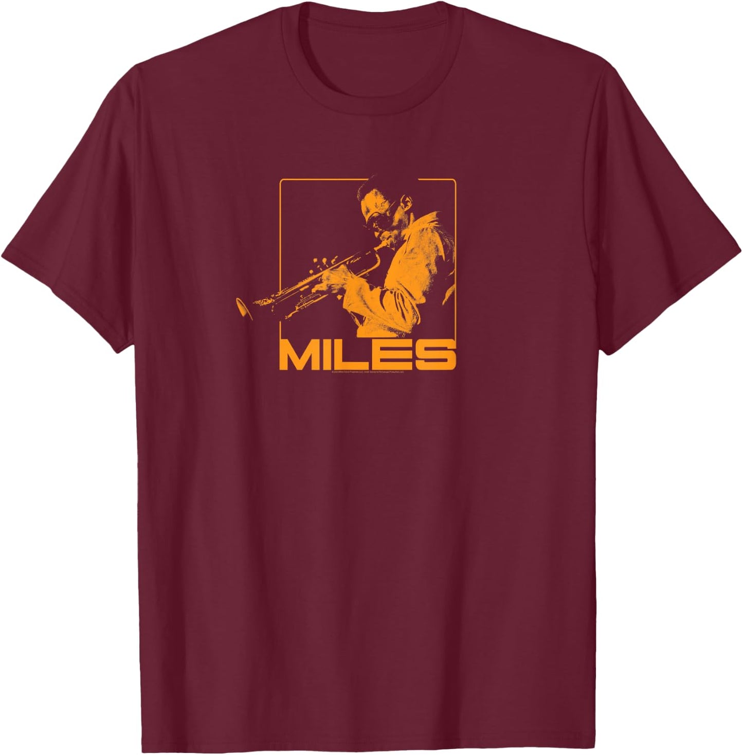 Miles Davis Jazz Music Orange Square T-Shirt - T-Shirt | Maroon