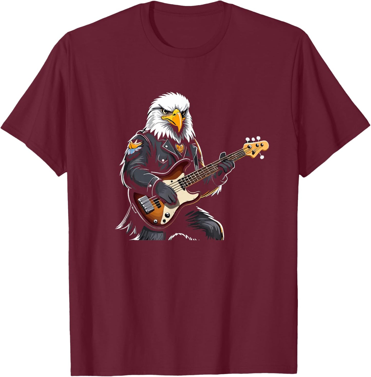 Eagle playing Electric Guitar, Eagle Guitarist T-Shirt - T-Shirt | Maroon