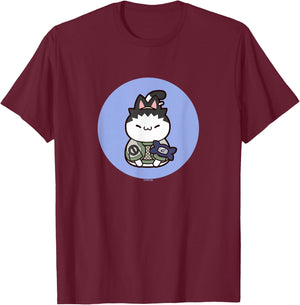 Nyaruto Cute Shikamaru Nara Cat Circle Big Chest Portrait T-Shirt - T-Shirt | Maroon