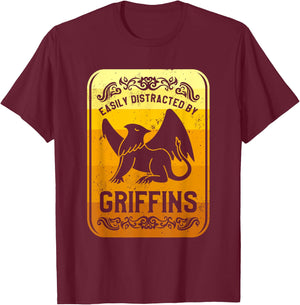 Easily Distracted By Griffins Gryphon Griffin Lover T-Shirt - T-Shirt | Maroon