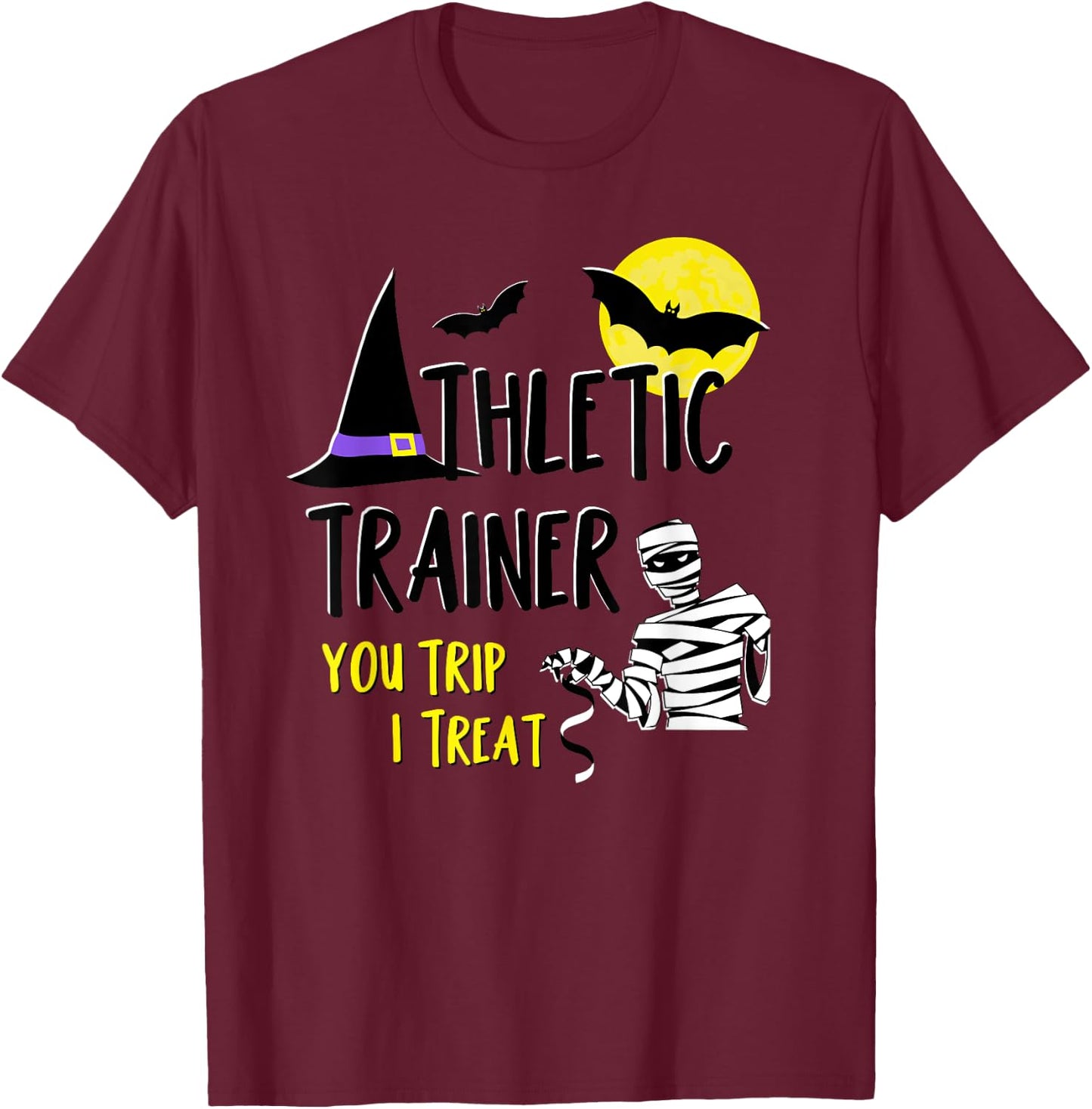 Certified Athletic Trainer AT Grad Student Designs Athletic Trainer Halloween AT Athletic Training Cool Costume T-Shirt - T-Shirt | Maroon