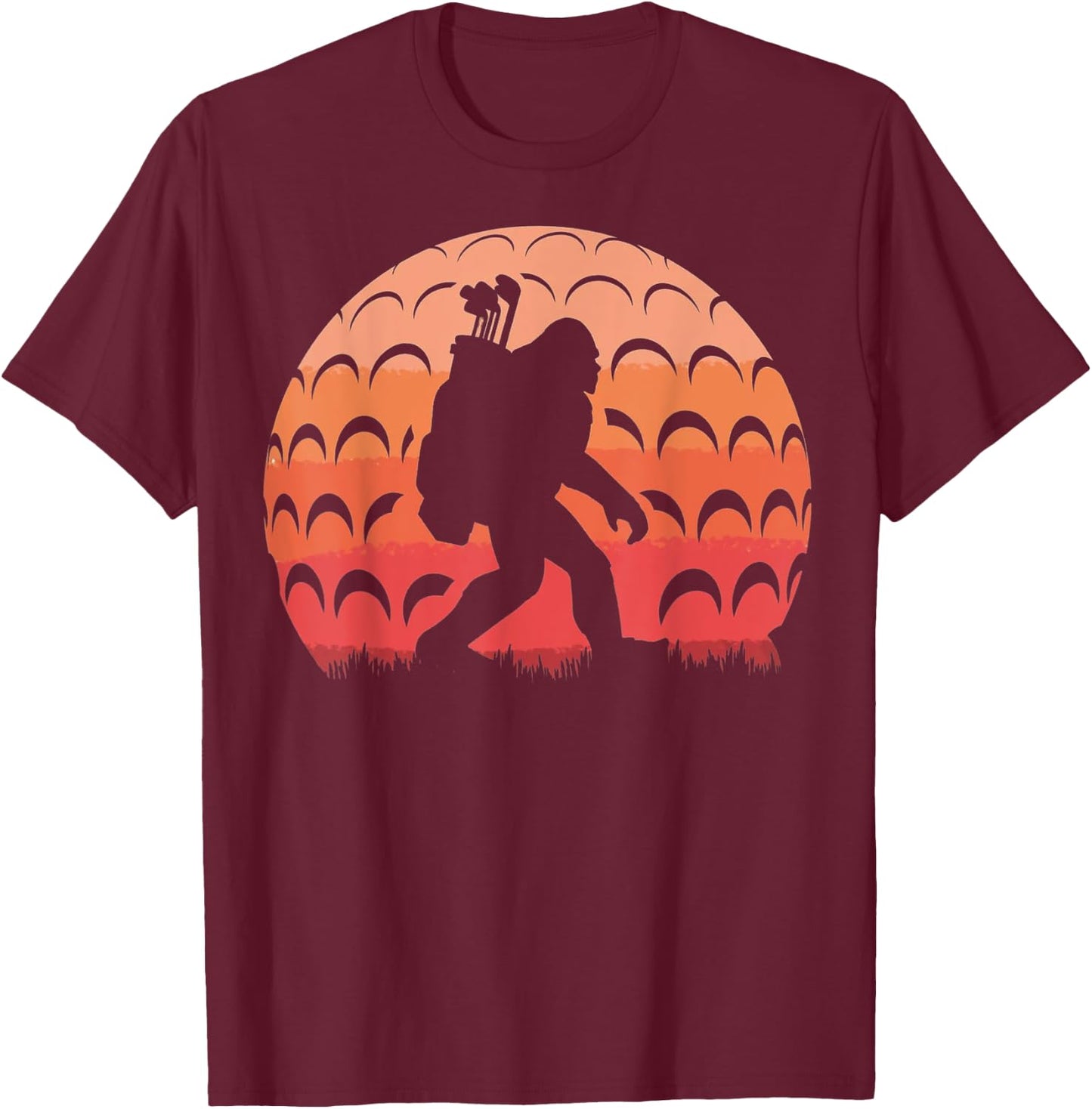Vintage Retro Bigfoot Golf Golfer Sasquatch T-Shirt - T-Shirt | Maroon