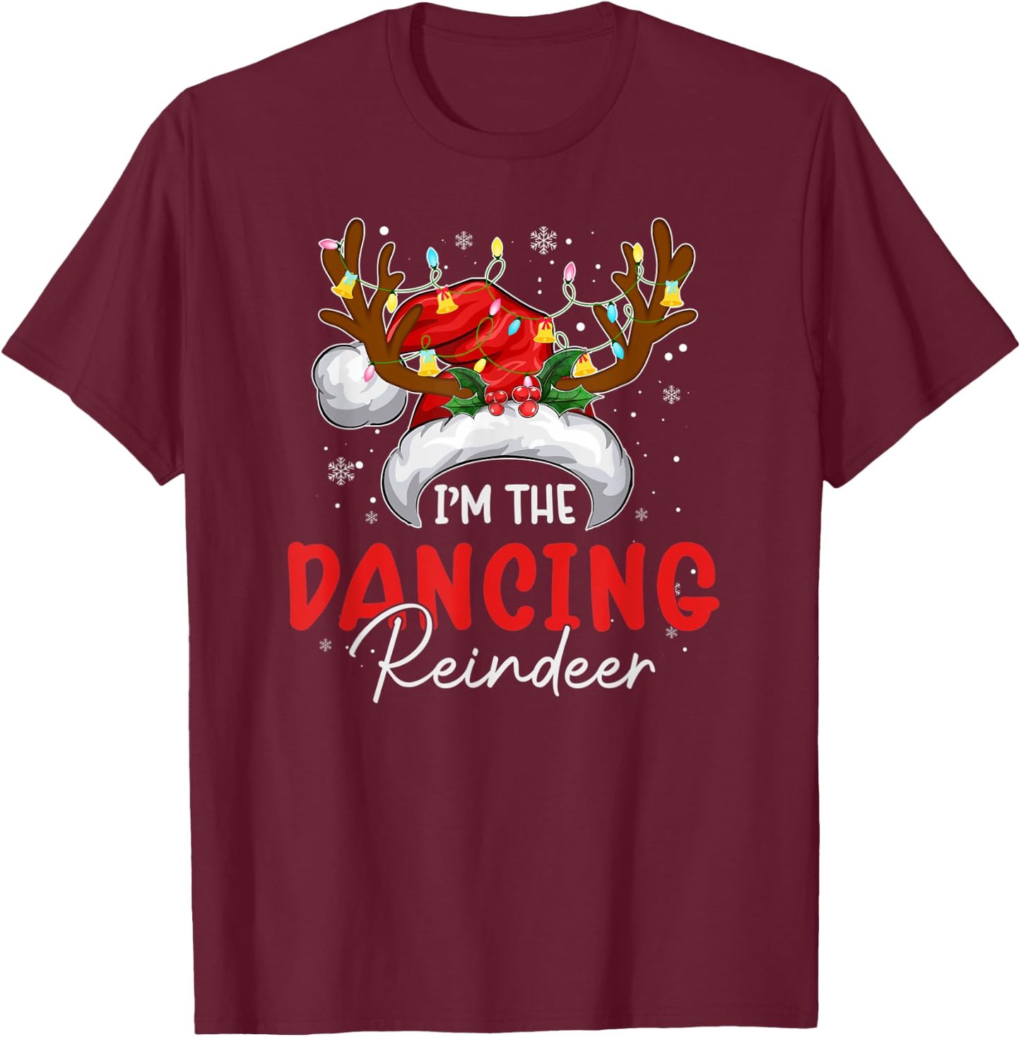 mb I'm The Dancing Reindeer Christmas Funny Family Pajamas T-Shirt - T-Shirt | Maroon