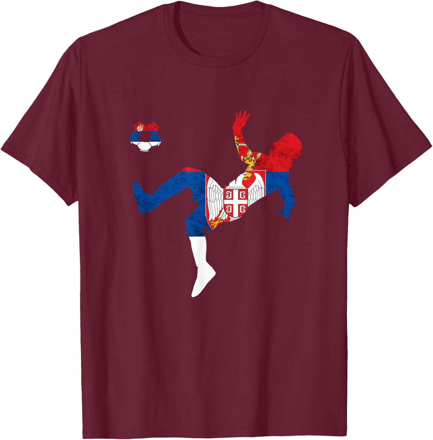 Serbia Flag Emblem Serbian Soccer Player Serbian Pride T-Shirt - T-Shirt | Maroon