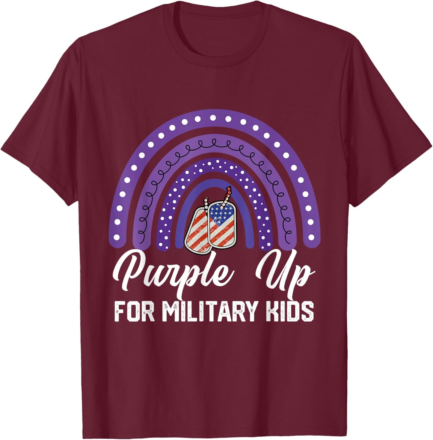 Purple up for Military Kids Rainbow T-Shirt - T-Shirt | Maroon
