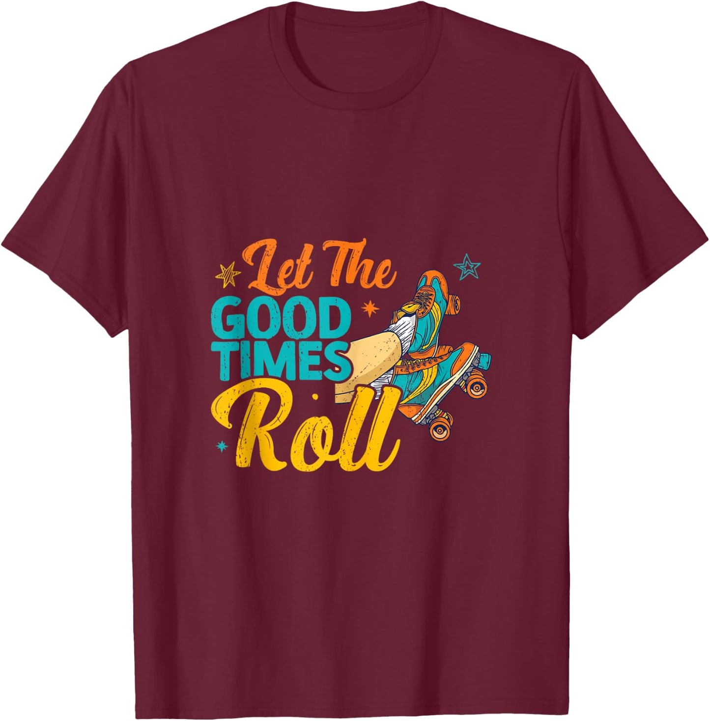 Retro Rollerskates 80's Derby Roller Skating for Teen Girls T-Shirt - T-Shirt | Maroon
