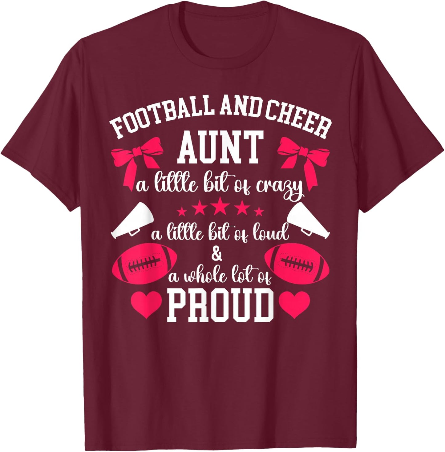 Football And Cheer Aunt Proud Football & Cheer Auntie T-Shirt - T-Shirt | Maroon