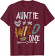 Auntie of The Wild One Animal Safari 1st Birthday Theme T-Shirt - T-Shirt | Maroon