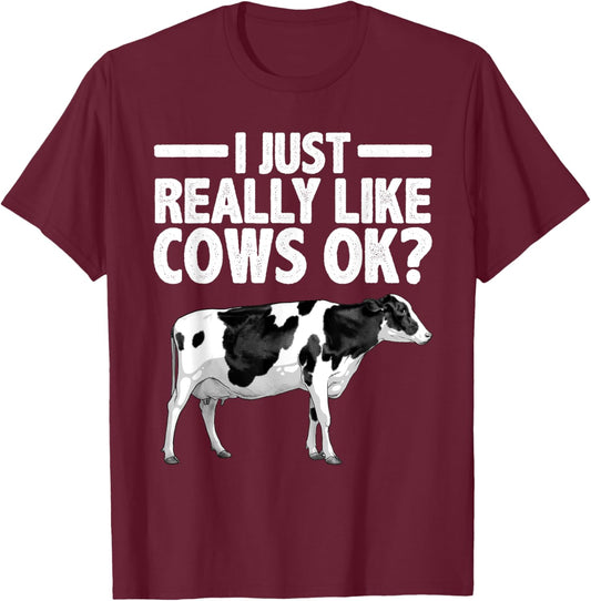 Funny Cow Art Women Cattle Farming Dairy Cow Lover T-Shirt - T-Shirt | Maroon