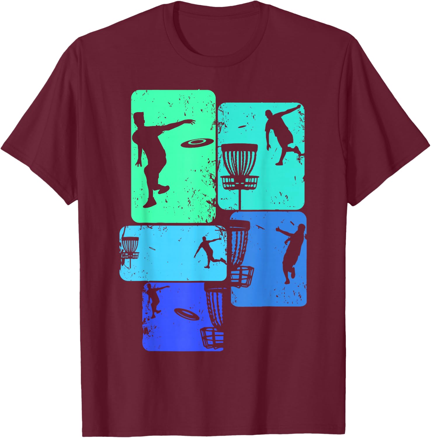 Cool Disc Golf Designs & Gift Ideas Men Boys Kids Disc Golf Black Small T-Shirt - T-Shirt | Maroon