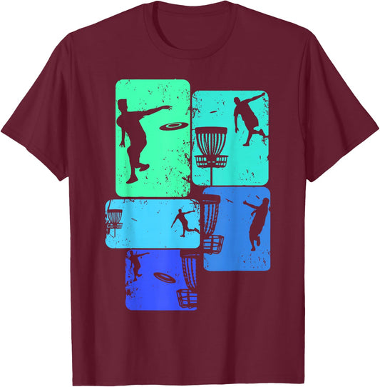 Cool Disc Golf Designs & Gift Ideas Men Boys Kids Disc Golf Black Small T-Shirt - T-Shirt | Maroon