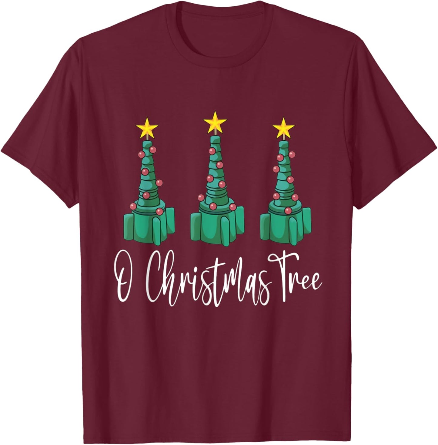 Respiratory Therapist Christmas Nurse RT Merry Xmas Tree ICU T-Shirt - T-Shirt | Maroon