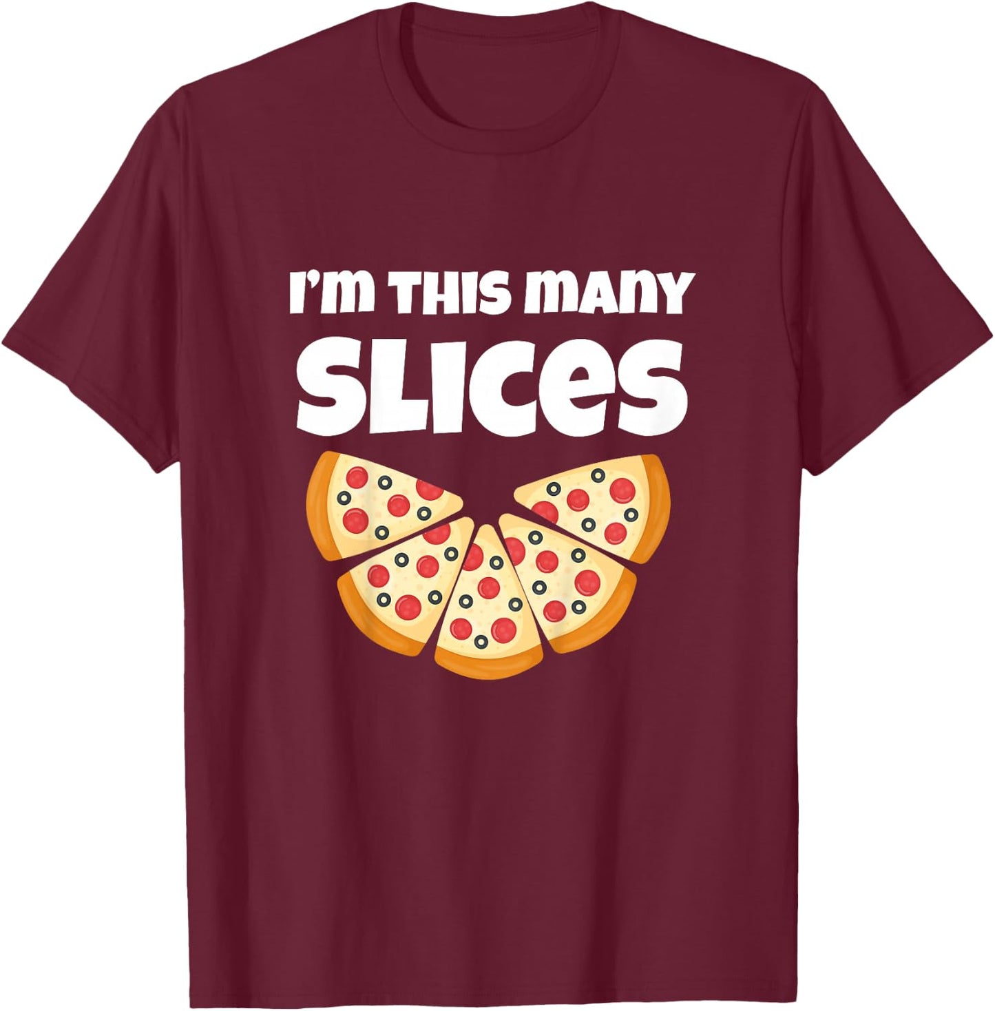 Cute Pizza 5th Birthday I'm This Many Slices 4-Year-Old T-Shirt - T-Shirt | Maroon