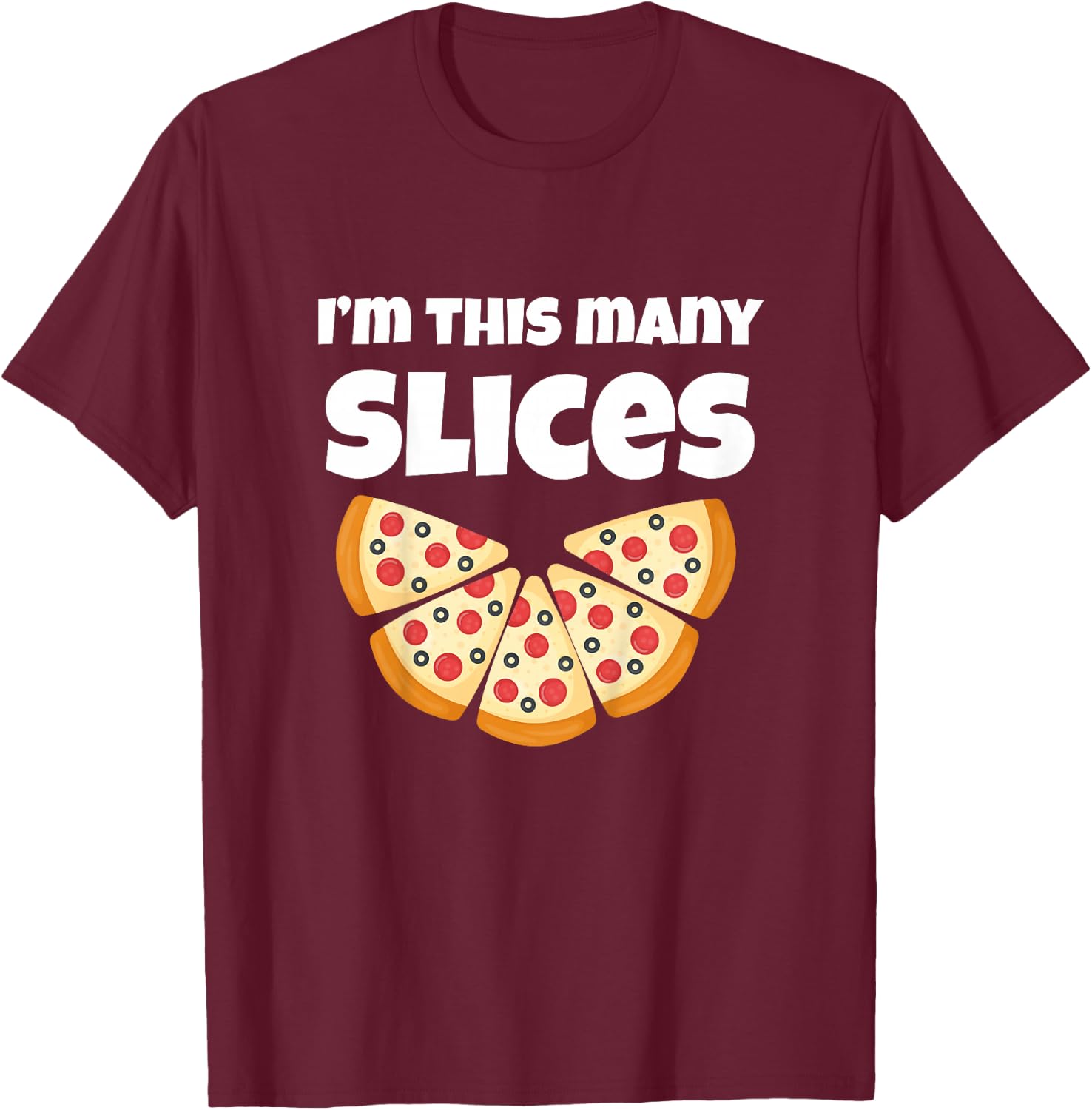 Cute Pizza 5th Birthday I'm This Many Slices 4-Year-Old T-Shirt - T-Shirt | Maroon