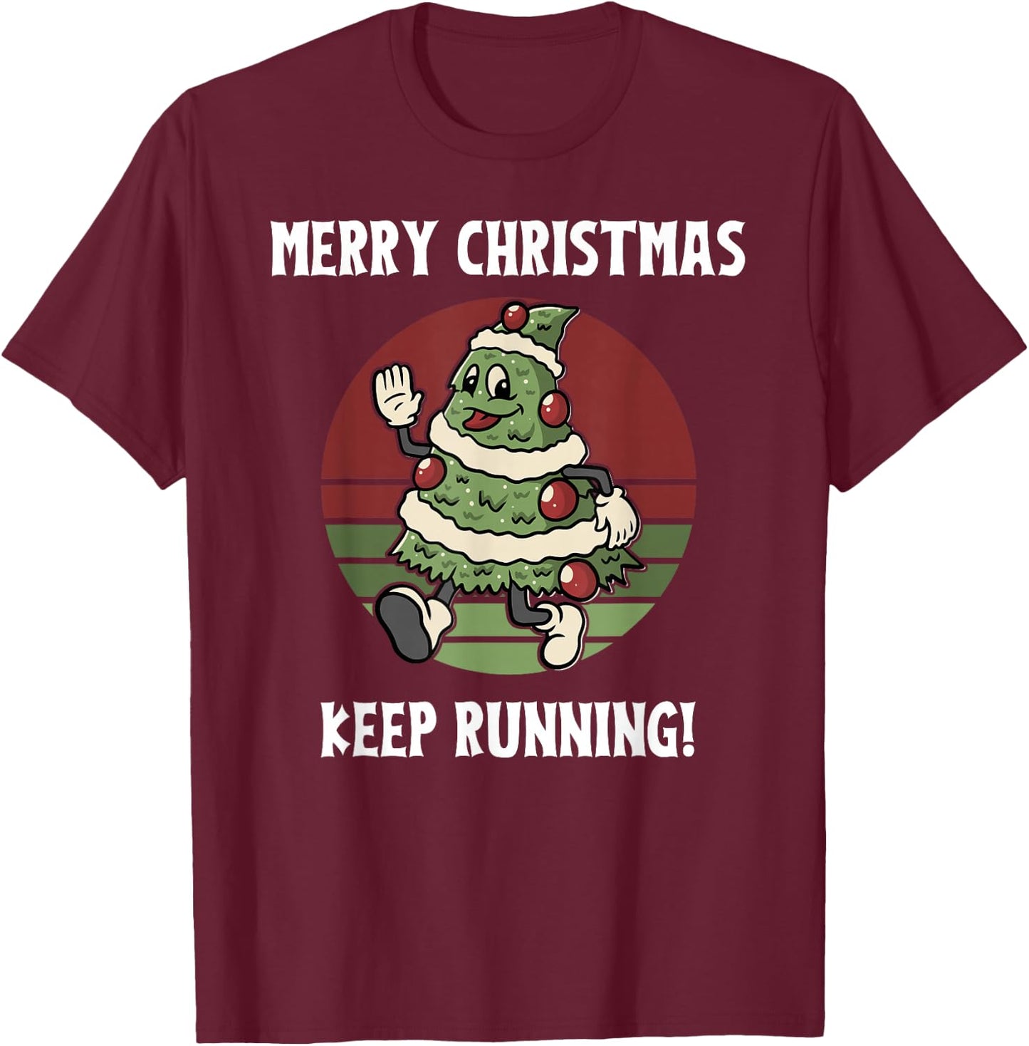 Running Christmas Tree For Runners Who Love Santa Runs T-Shirt - T-Shirt | Maroon