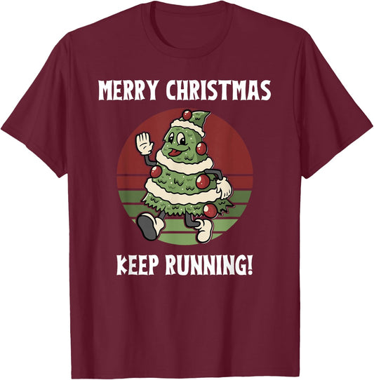 Running Christmas Tree For Runners Who Love Santa Runs T-Shirt - T-Shirt | Maroon