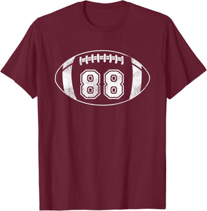 Football Player #88 Football Mom Dad Jersey 88 Varsity Team T-Shirt - T-Shirt | Maroon