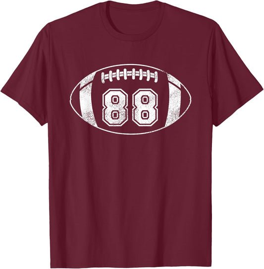 Football Player #88 Football Mom Dad Jersey 88 Varsity Team T-Shirt - T-Shirt | Maroon