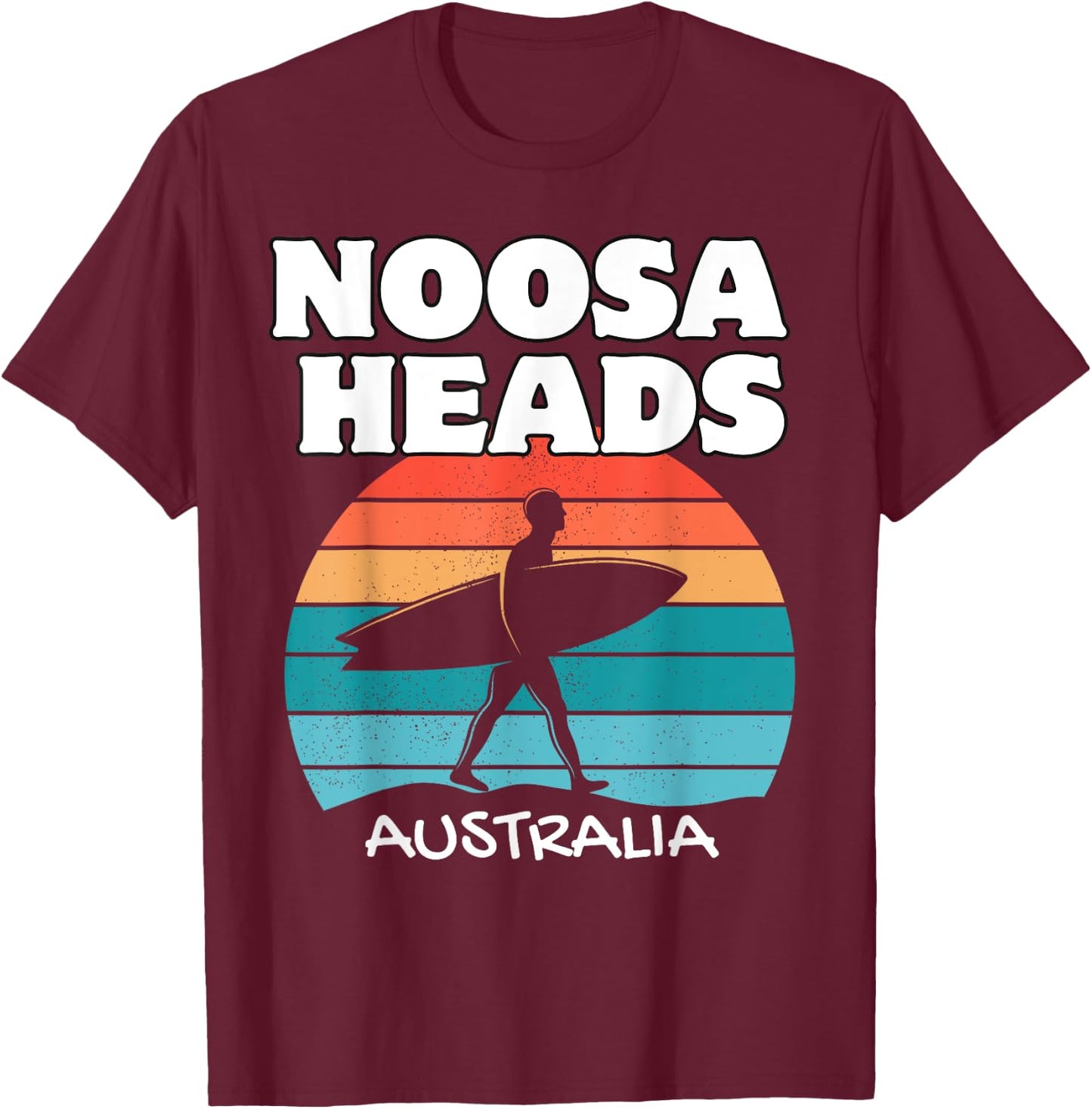 NOOSA HEADS AUSTRALIA Surf Retro Sunset Surfing T-Shirt - T-Shirt | Maroon