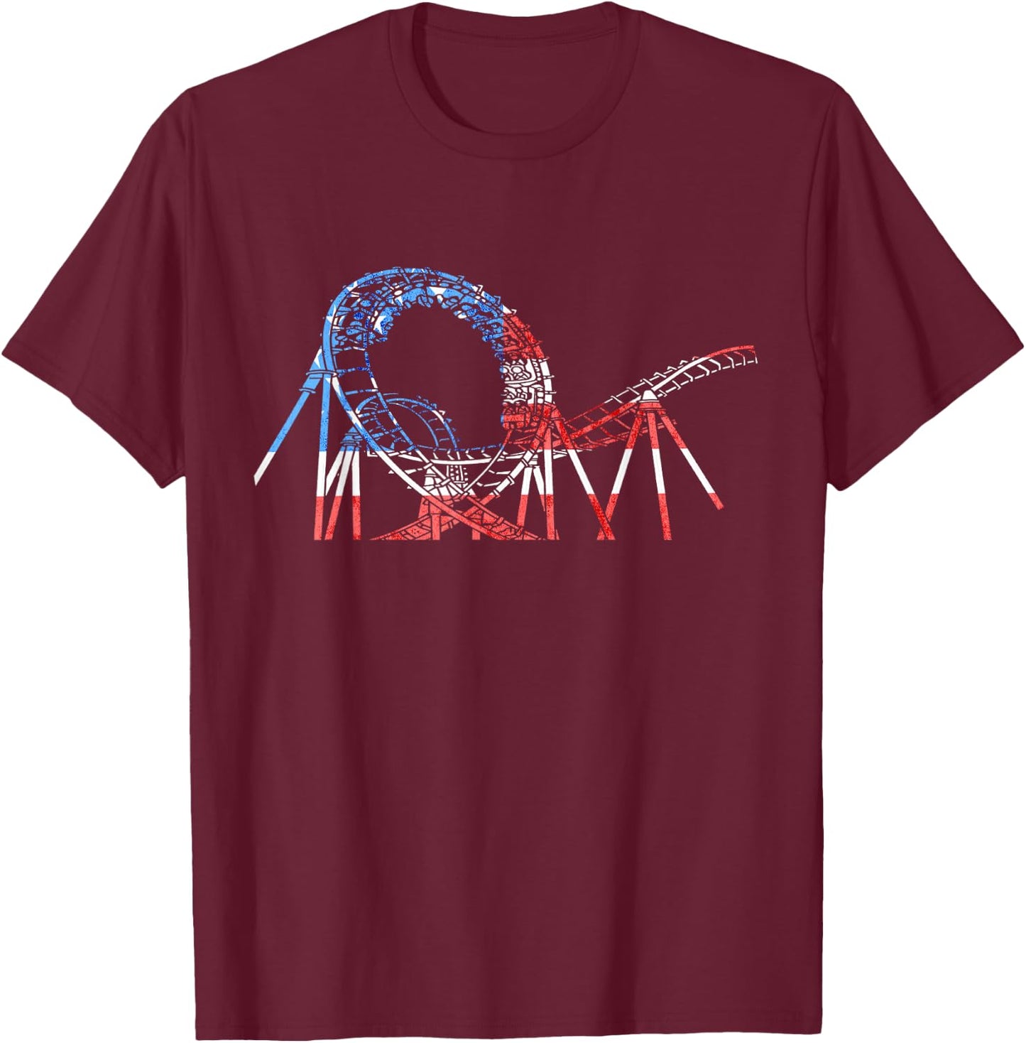 Roller Coaster America USA Ride Roller Coaster Lover Thrill T-Shirt - T-Shirt | Maroon